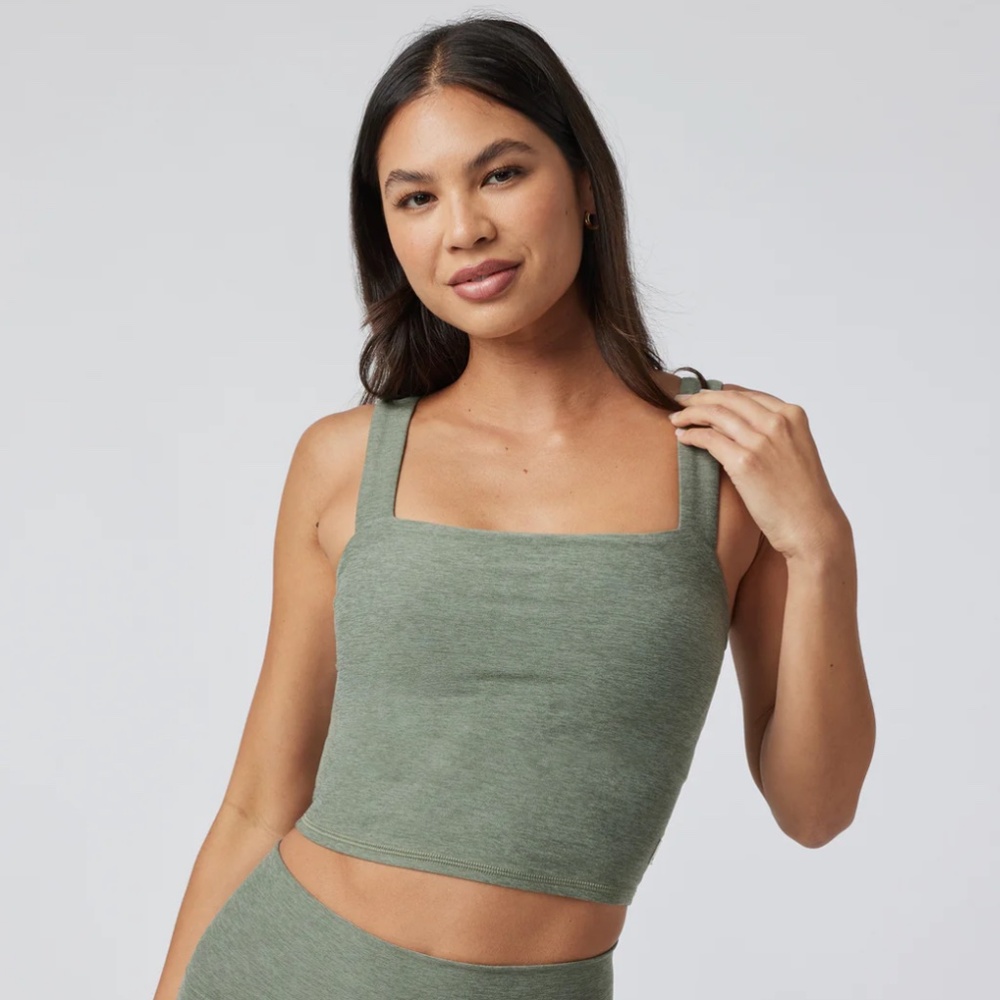 Vuori Elevation Square Neck Tank, Pistachio Heather XS